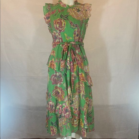 BANJANAN Dresses & Skirts - BANKANAN . NY . JAIPUR , Size LARGE , Green Floral Island Maxi Dress